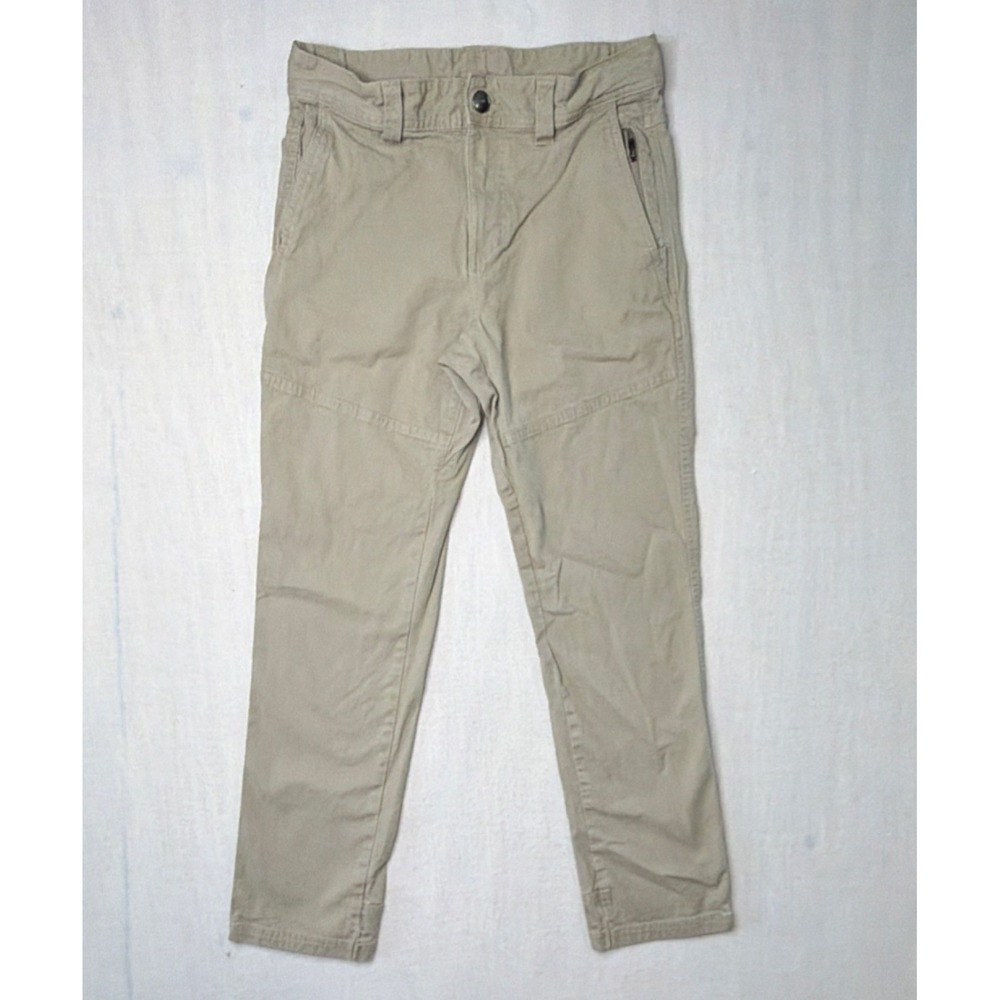 Ascend Men's Beige Canvas Cotton Casual Straight Leg Pants with Pockets